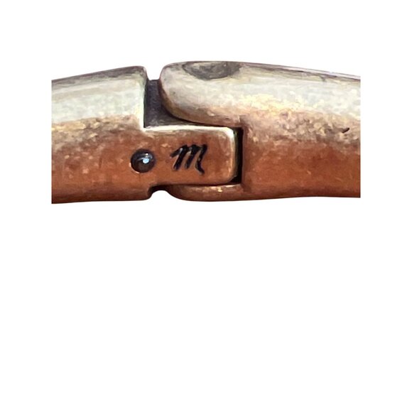 Madewell Matte Gold Tone Hinged Cuff Bracelet Sitting at 6" Sleek Signed - Picture 4 of 5